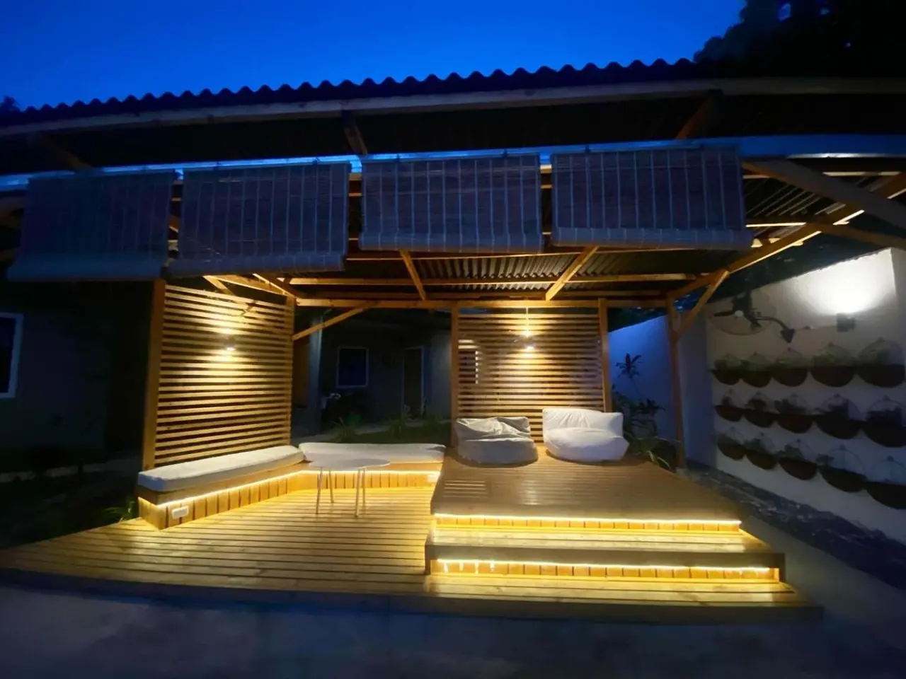 Hidden Lagoon Resort — pool pavilion at night